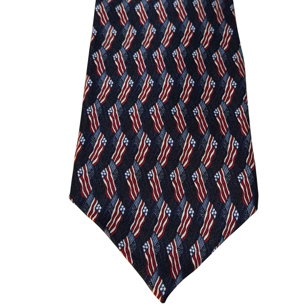 Stonehenge‎ Silk Tie American Flag Navy Blue Patriotic USA Made Necktie